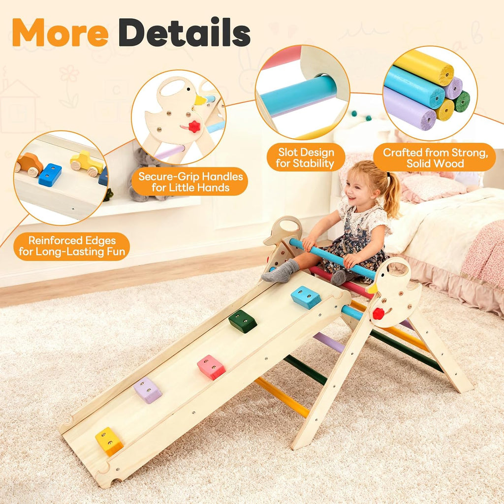 Triangle Set for Toddlers, in-1 Foldable Montessori Climbing Toys Indoor Playground with Arch & Ramp & Ladder