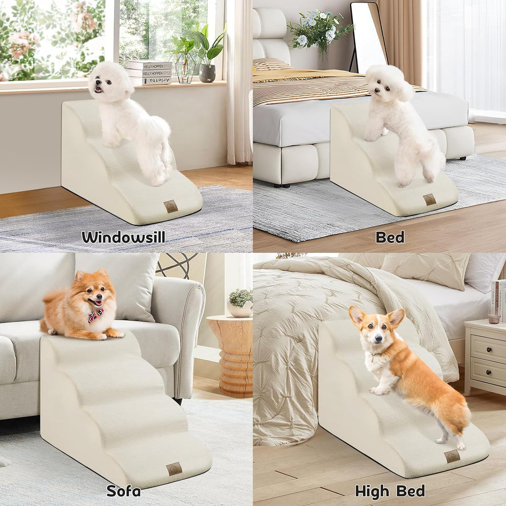 Dog Stairs for Small Dogs Cats, Small Pet Stairs Steps, Foam 6-Tier Pet Stairs Steps for Couch Sofa, Dog Ramp Ladder
