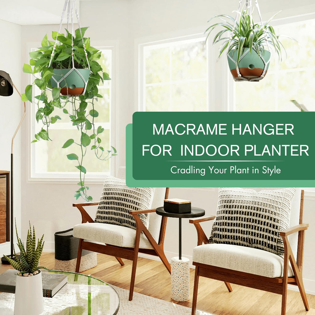 8 Inch Macrame Self Watering Hanging Planters for Indoor/Outdoor