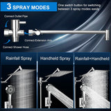 Shower Head, Rain Shower Head with Handheld Spray Combo, 10 Inch Adjustable High Pressure Rainfall Shower Head