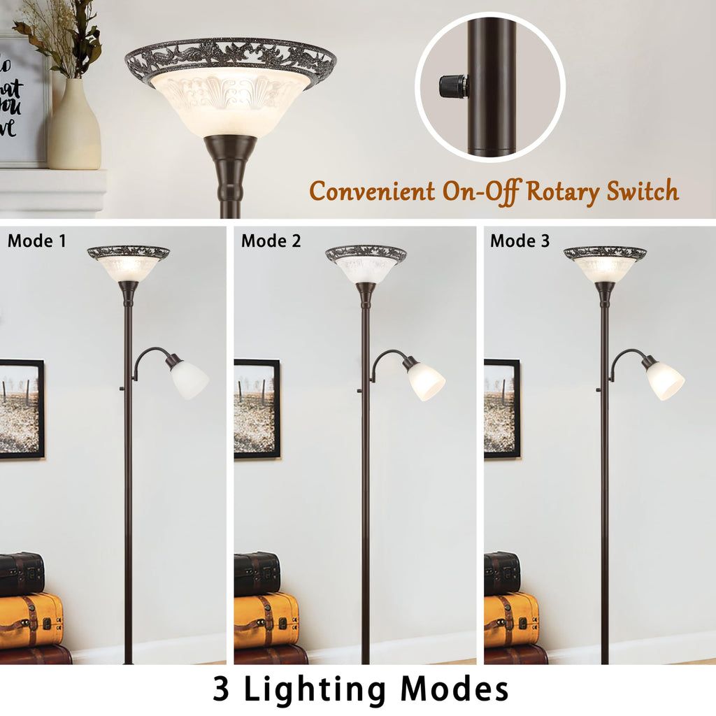 Torchiere Floor Lamps, 70" Vintage Standing Lamp