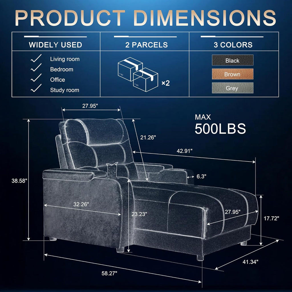 Home Theater Seating Oversized Recliner Chair Faux Leather Recliner Sofa Comfy Home Theater Chairs Power Loveseat