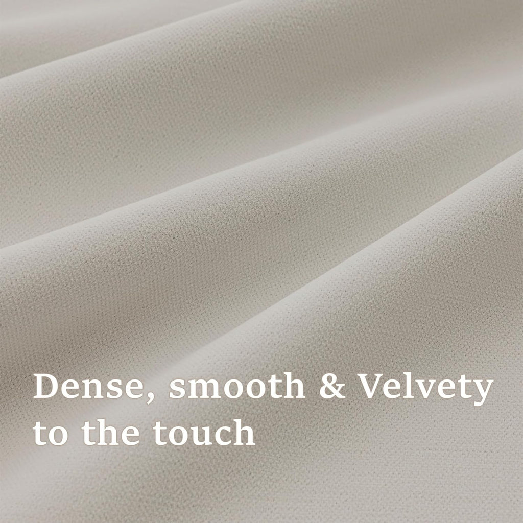 Room Darkening Velvet Curtain Pair, Pinch Pleat Memory Trained Drapes,Dense Smooth and Velvety (Soft Cream, 50" w x