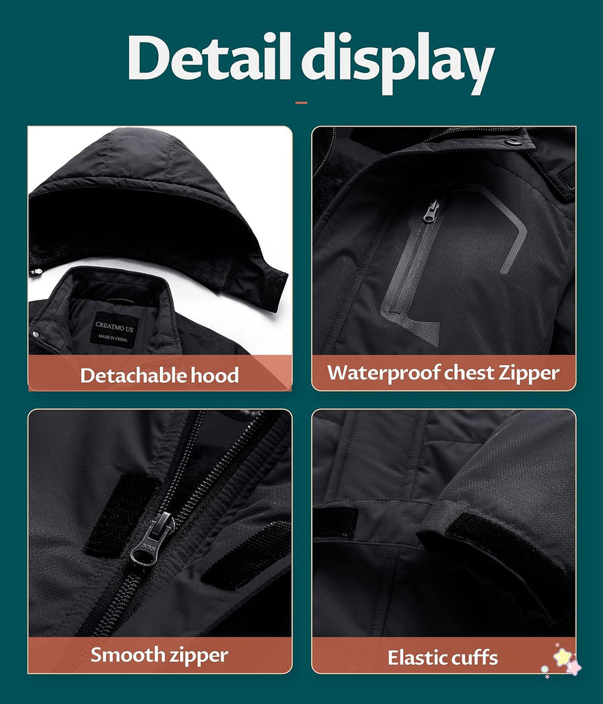 Boy's Waterproof Ski Jacket Warm Winter Snow Coat Windproof Snowboarding Rain Jacket
