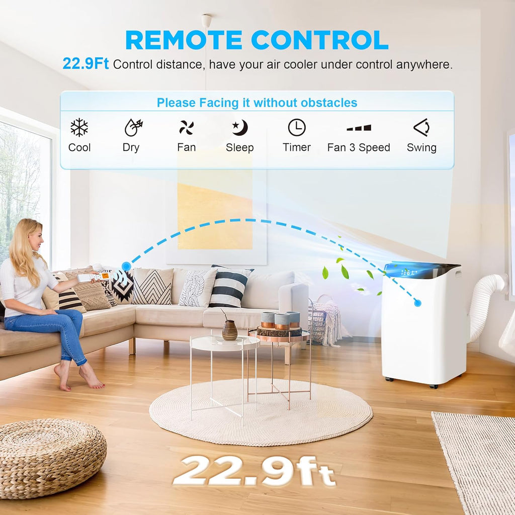 12000 BTU Portable Air Conditioners with Remote Control, 3-in-1 Free Standing Cooling AC Unit with Fan & Dehumidifier