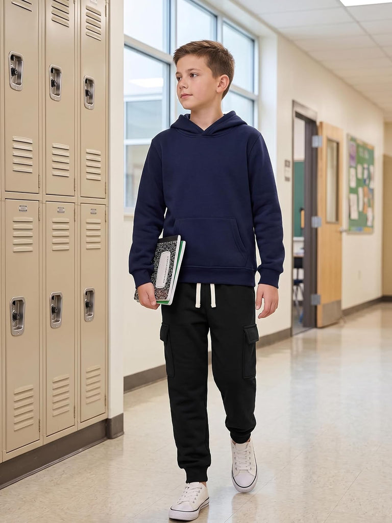 Kids Boys Sweatpants 4 Pack Cargo Joggers with 4 Pockets