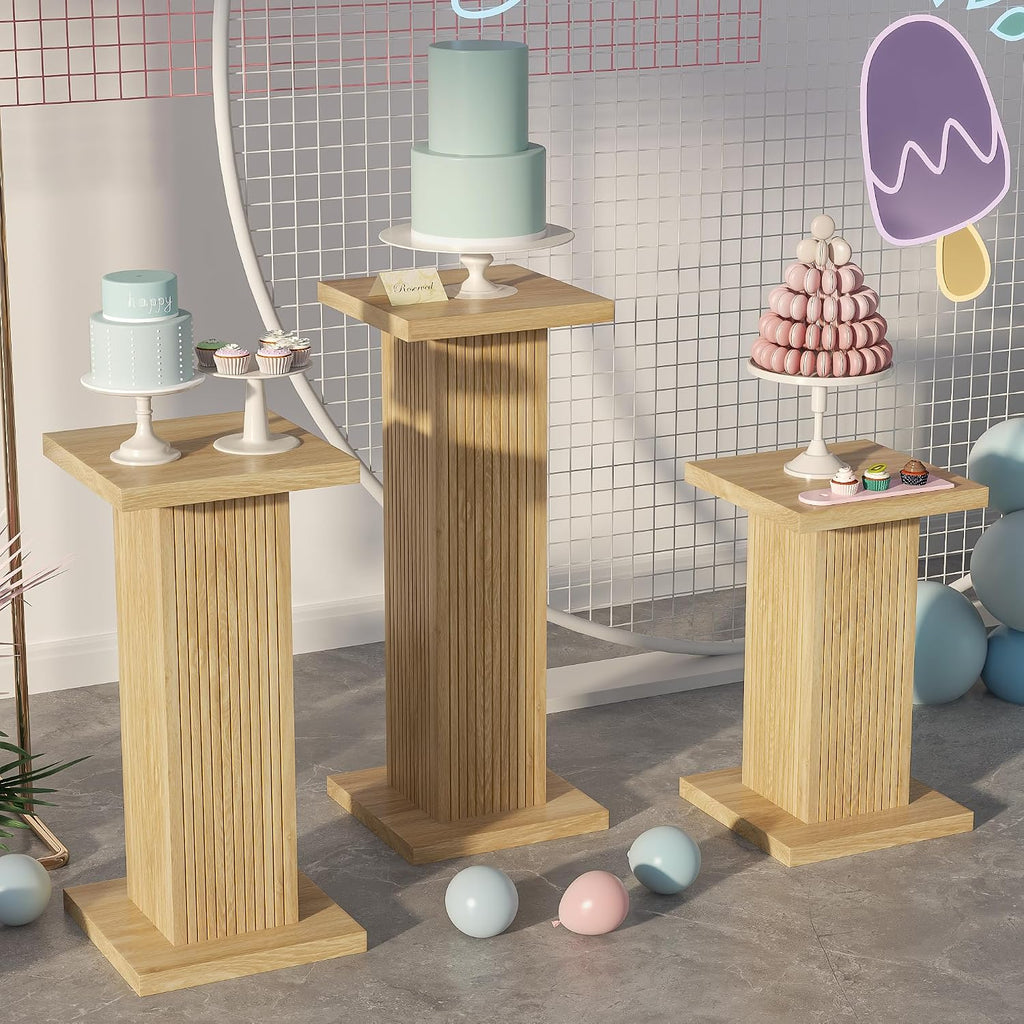 Tall Plant Stand for Indoor,set of 3 Corner Plant Stand for Multiple Plants | Wood Pedestal Stands Flower Party Cake