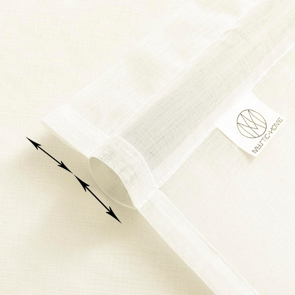 Extra Wide Sheer Curtains Ivory 84 Inches Long, Window Treatments Rod Pocket Drapes, 108 in Width Semi Sheer