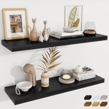 12 Deep Floating Shelves, 40W x 12D Floating Shelves for Wall Set of 2, Extra Deeper Hanging Wood Shelves for Wall