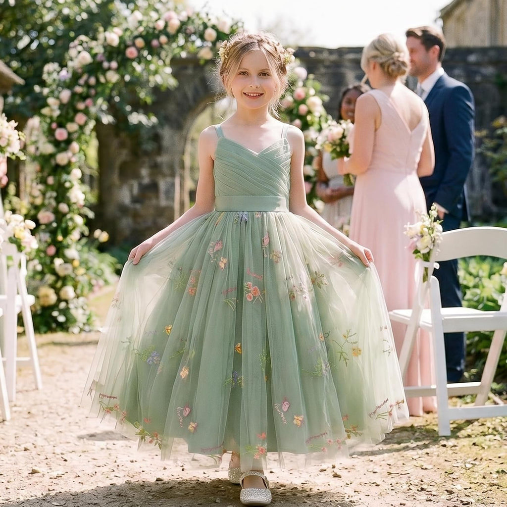 Flower Girls Dress Wedding Spaghetti Strap Princess Ball Gown