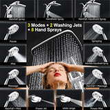 Rain Shower Head with filtered Handheld High Pressure rainfall Shower Heads with Handheld Spray Combo Adjustable