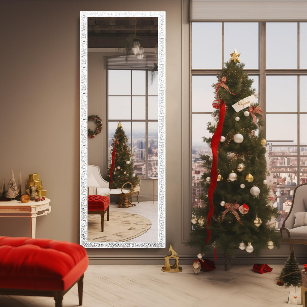 Door Mirror Full Length, Wall-Mounted Mirror White 50" x14"
