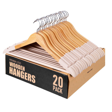 Wooden Hangers, 20 Pack, Non-Slip Velvet for Pants, Coats