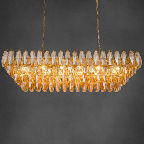54" Gold Rectangular Chandeliers for Dining Room, 12-Light 4 Tiered Large Smoke Glass Brass Chandelier, Modern Kitchen Island Farmhouse Hanging Light Fixture for Living Room Foyer A118-B0DQLFLJHT