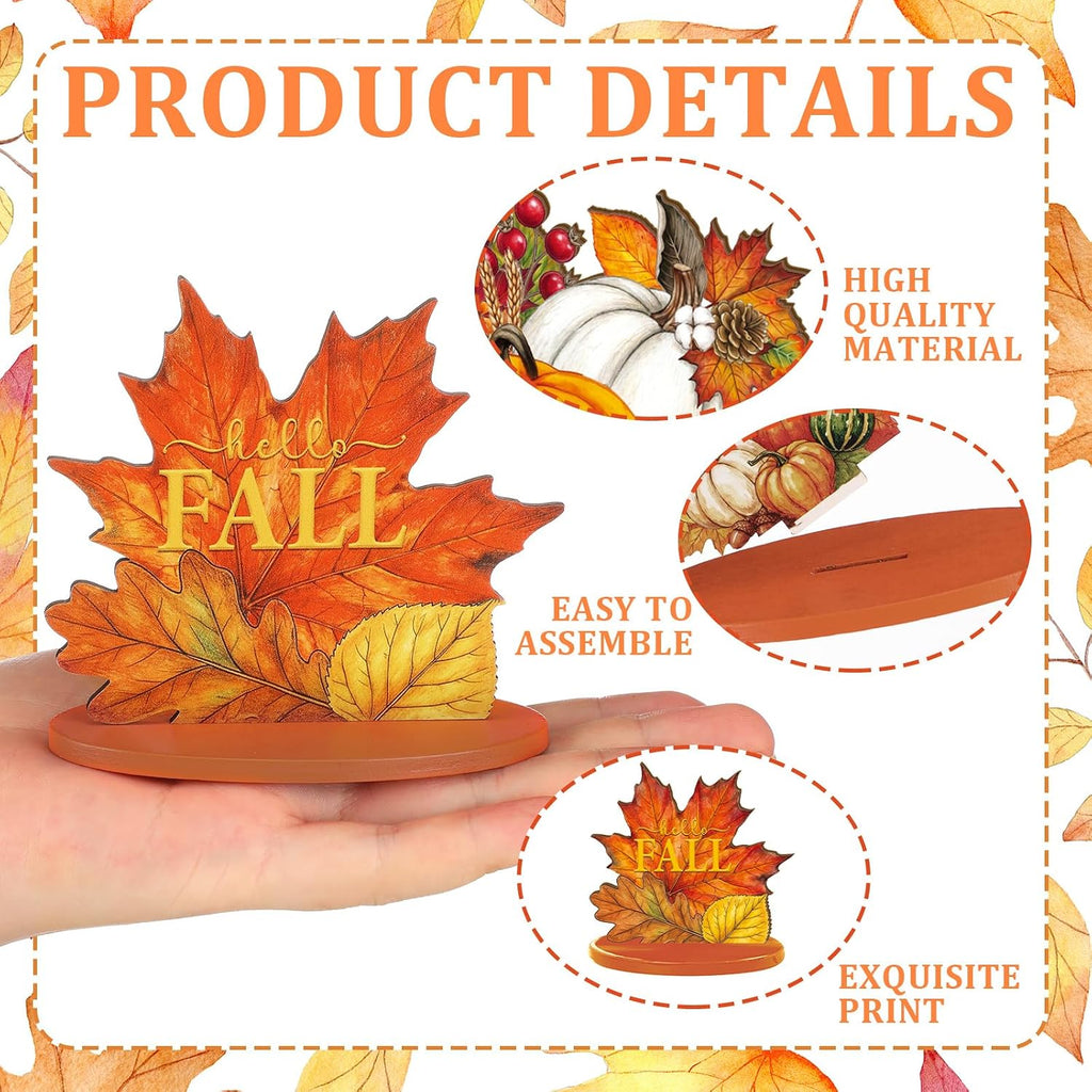 Fall Thanksgiving Table Decorations, Wooden Autumn Harvest Centerpiece, Pumpkin Gnome Scarecrow Table Topper - Set of 12
