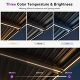Solar Louvered Pergola 92KS 10' x 12' with LED String Lights and Control Panel Aluminum Outdoor Pergola with