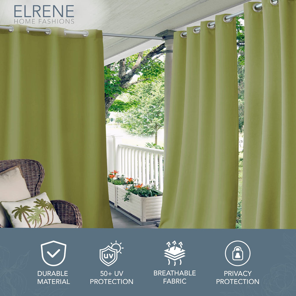 Connor Solid Indoor/Outdoor Window Curtain, Lime - 52"W x 108"L