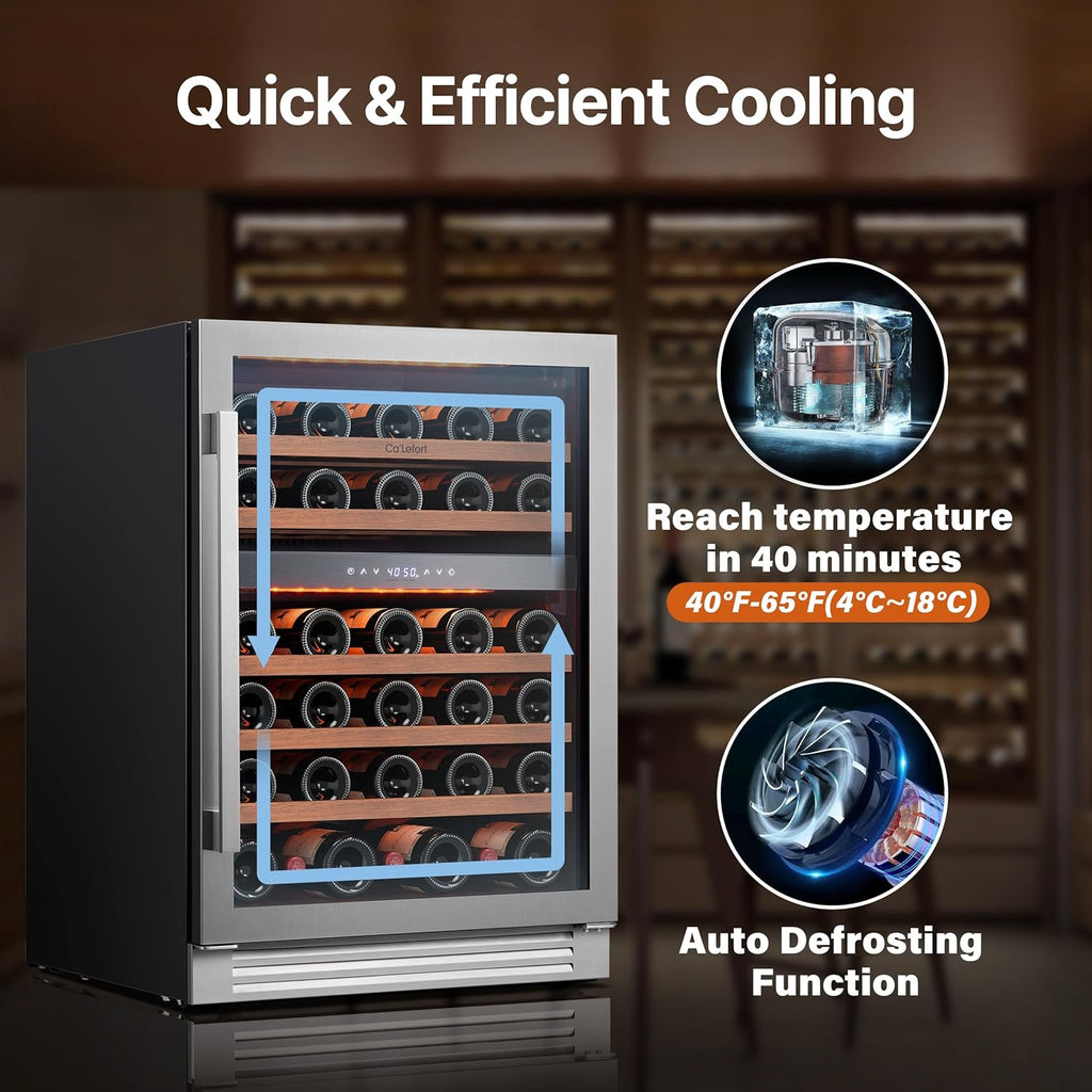 Wine Fridge & Cooler - 24 Inch 52 Bottle Wine Cooler Refrigerator, 40-65°F Dual 