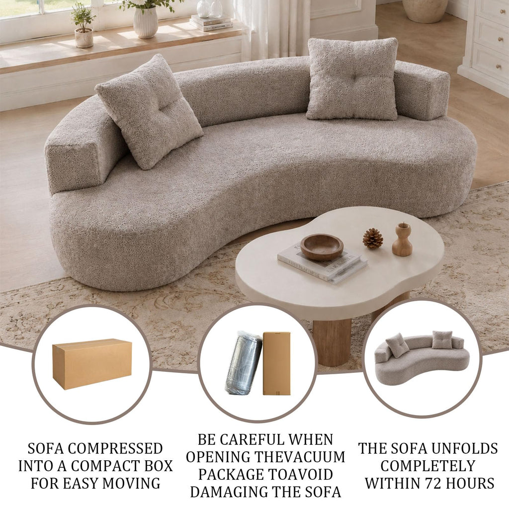 80" Curved, Small Loveseat Curved Couch (Camel)