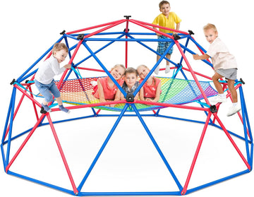 10 ft Climbing Dome with Climbing Cargo Net for Kids 3-12