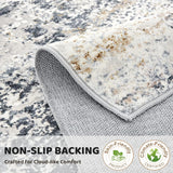 8ft Round Area Rug Living Room Rugs - 8x8 Washable Large Soft Indoor Neutral Modern Abstract Low Pil