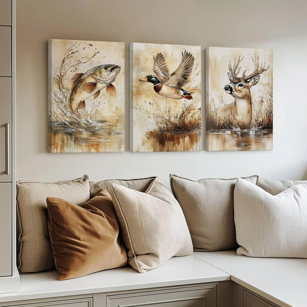 Hunting Nursery Wall Art Decor Wildlife Boys Room Pictures Fishing Poster