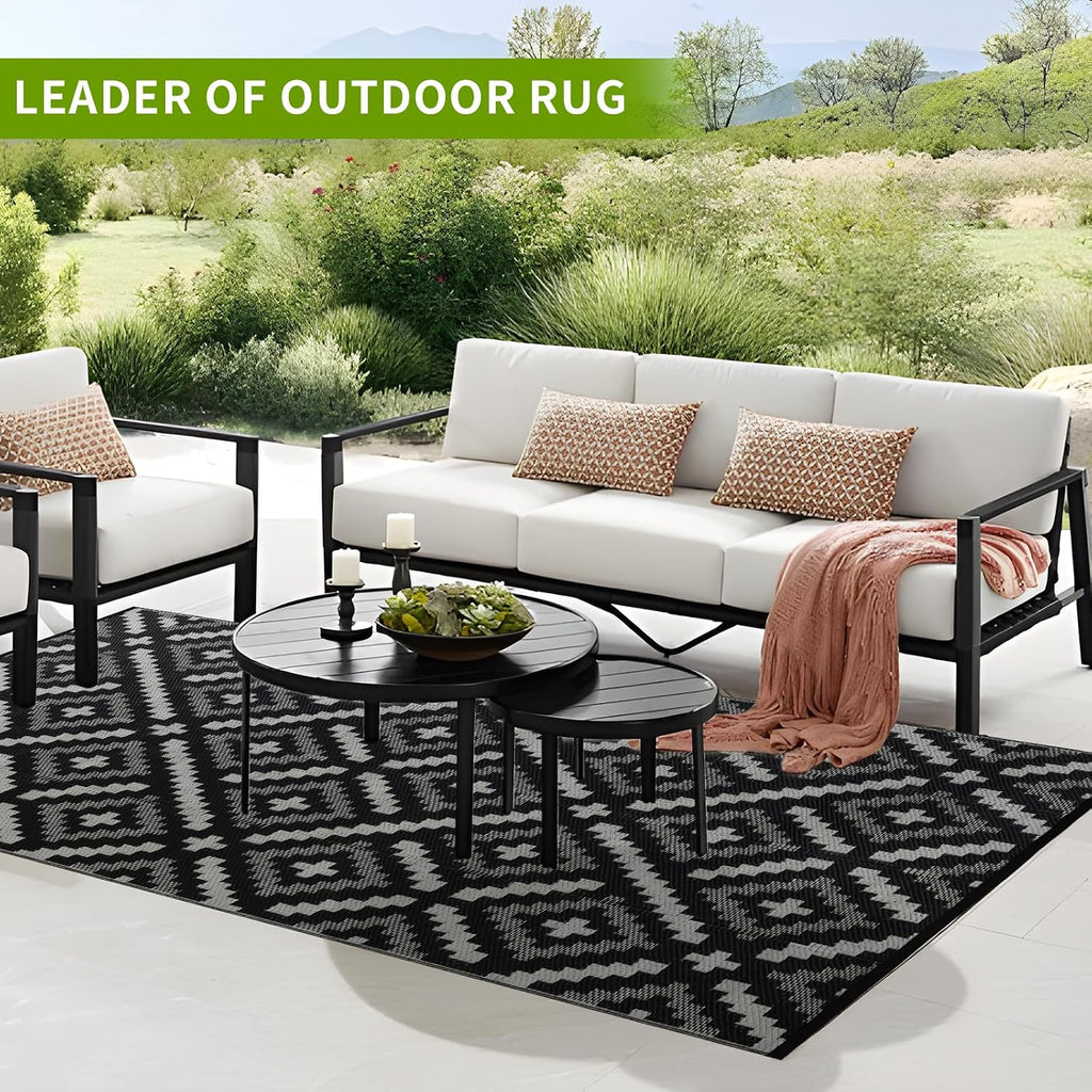 Outdoor Rug Waterproof, Reversible Outdoor Plastic Straw Rug