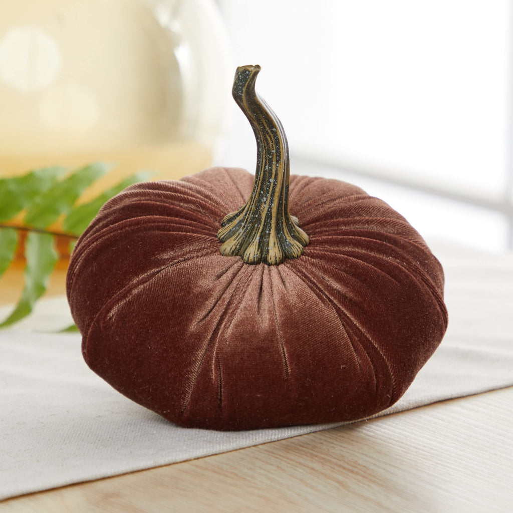 Set of 3 Velvet 6.25 Inch Pumpkins (Harvest, Bronze, Rust)