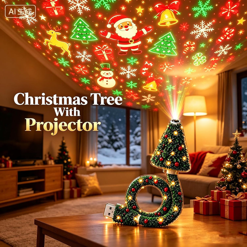Christmas Tree Projector, USB Holiday Light with 6 Festive Scenes (2PCS)