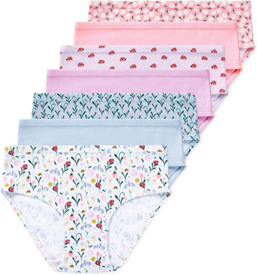 Gracie Girls Briefs, 100% Organic Cotton Underwear, 7 Pack