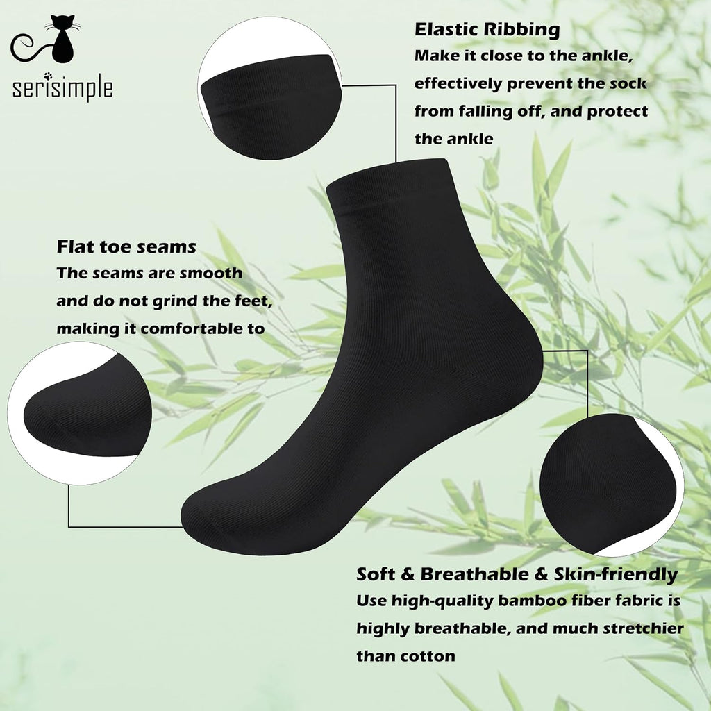 Kids Viscose Bamboo School Socks Soft flate Seam Color Anti Odor Thin Breathable Stretch Cuffs Girls Boy 5 Pairs