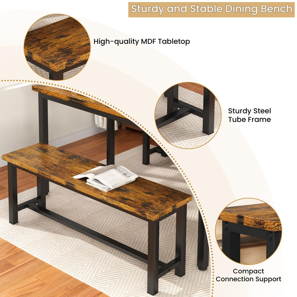 Dining Benches, 39 Inch Kitchen Bench, Pair of 2, Industrial Entryway Benchs Dining Room Bench with Metal Legs