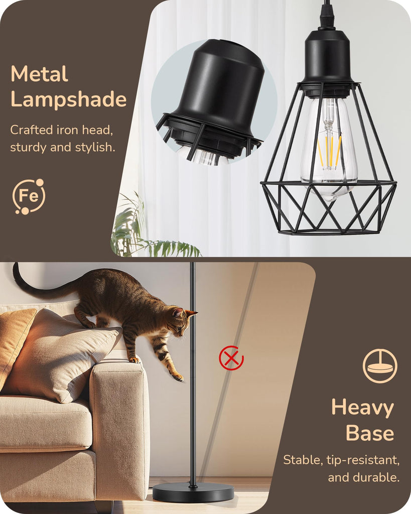 70IN Farmhouse Floor Lamps, Black Dimmable