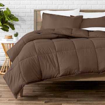 Comforter Set - Ultra-Soft - Goose Down Alternative - Premium 1800 Series - All Season Warmth (, Cocoa)