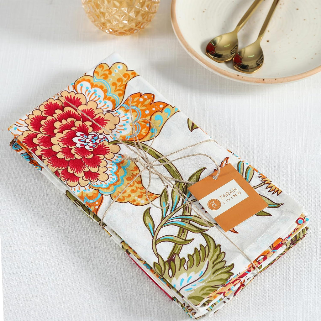 Cotton Cloth Napkins Natural Reusable Fall Dinner Napkins Reusable Machine Washable Fabric for Events, Gift, Home