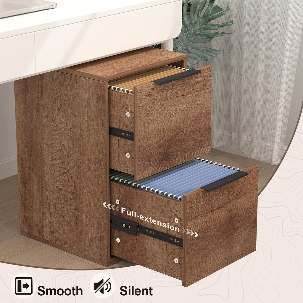 File Cabinet, 2 Drawer Filing Cabinet , Modern Farmhouse File Cabinets with Hanging Rail for Letter Files,Small