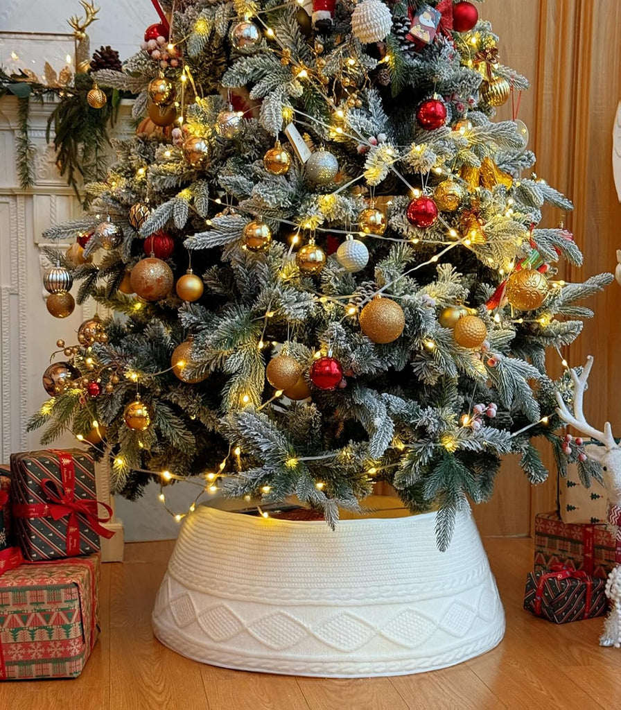 Christmas Tree Collar, 30'' Knit Xmas Tree Collar, Christmas Tree Collars for Artificial Trees, 11" Extra Tall Tree