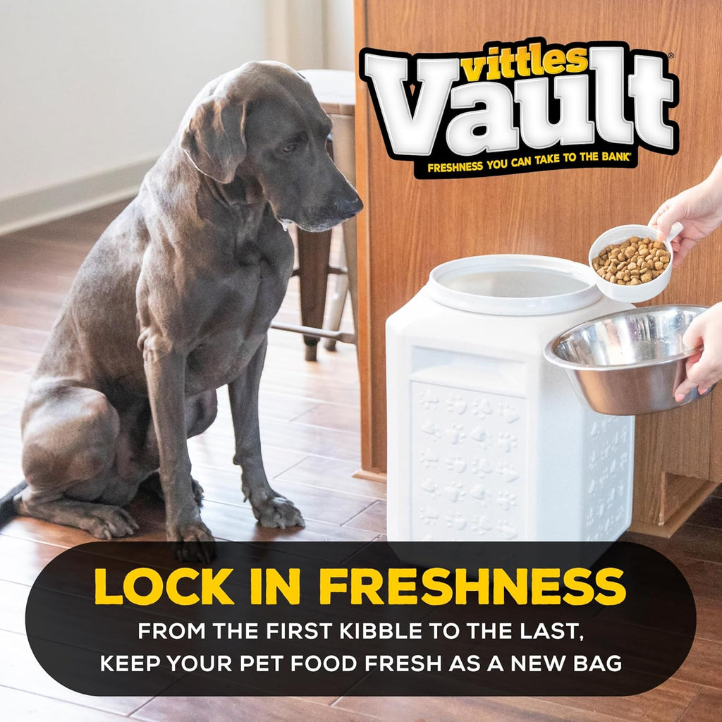 Vittles Vault Airtight Pet Food Storage Container + Scoop, Fits Up to 35lbs