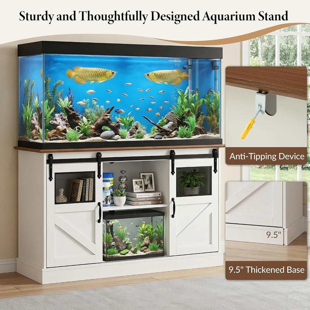 55-75 Gallon Fish Tank Stand with Power Outlet, White Aquarium Stand