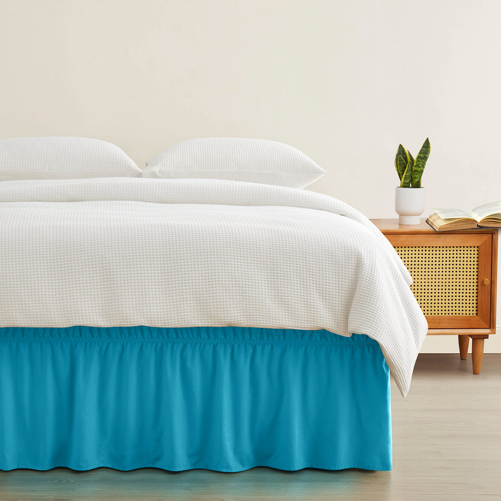 Teal Wrap Around Bed Skirt, Full Queen 18-Inch Brushed Drop