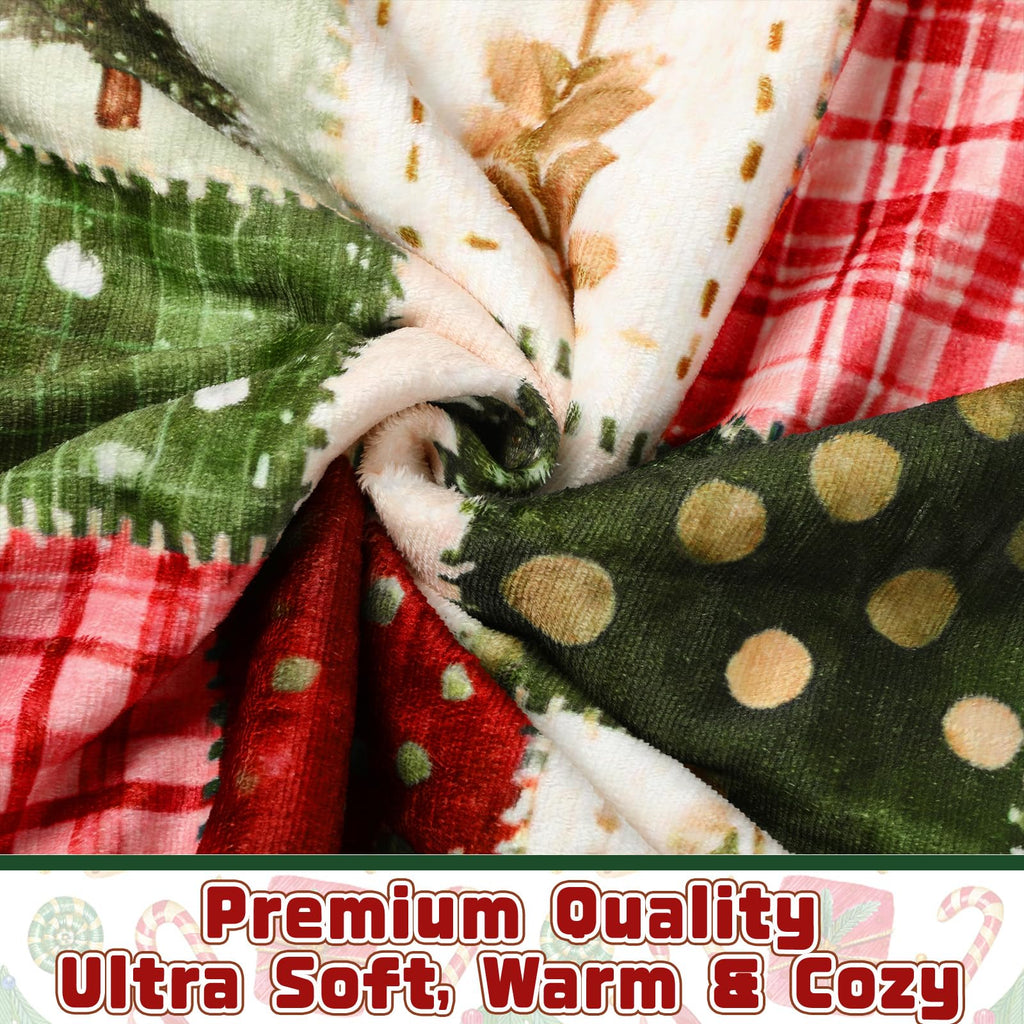 Christmas Patchwork Throw Blanket Flannel 50"x60"
