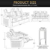 Home Theater Seating, Living Room, Powered Headrest, Powered Lumbar, Italian Leather, Powered Recline (Black