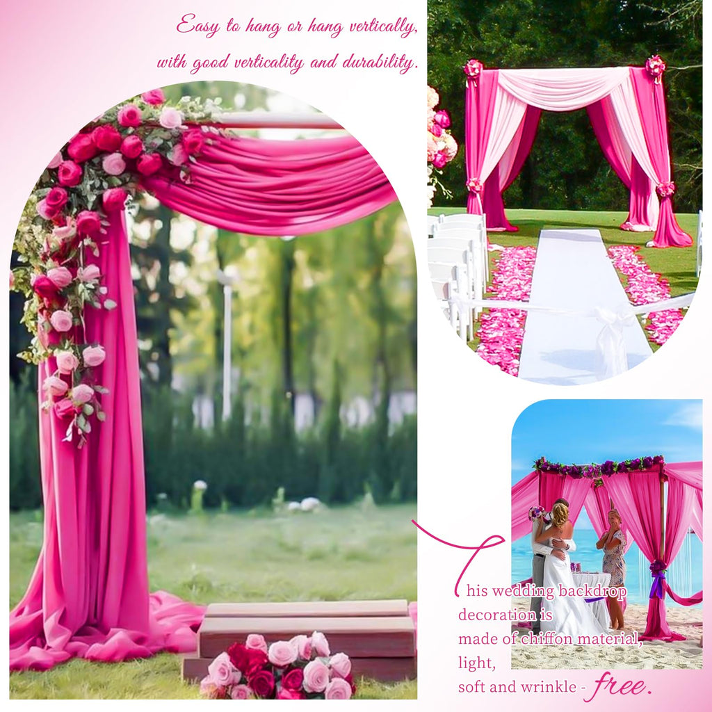 Wedding Arch Draping Fabric Fuchsia Chiffon Fabric Drapes