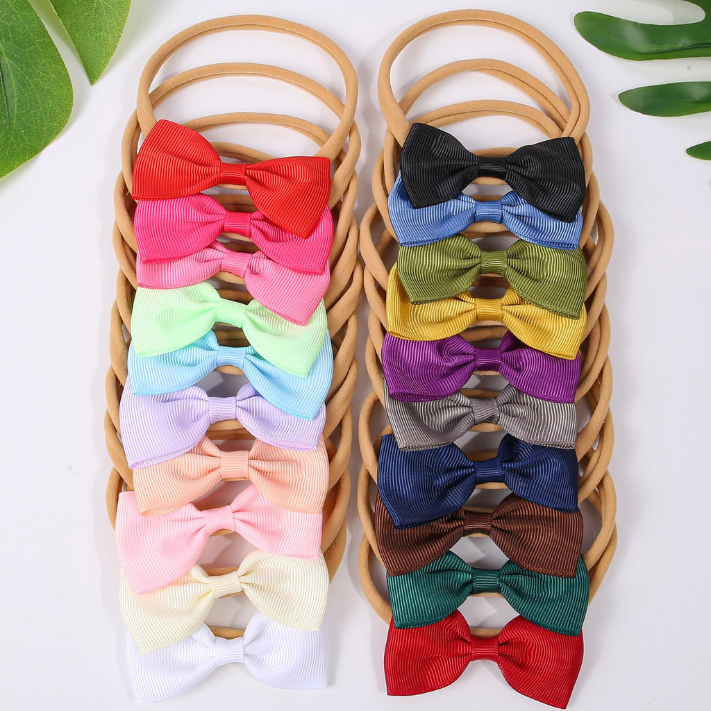 34pcs Baby Girls Headbands with Hair Bows,Solid Ribbon Bow for Infants