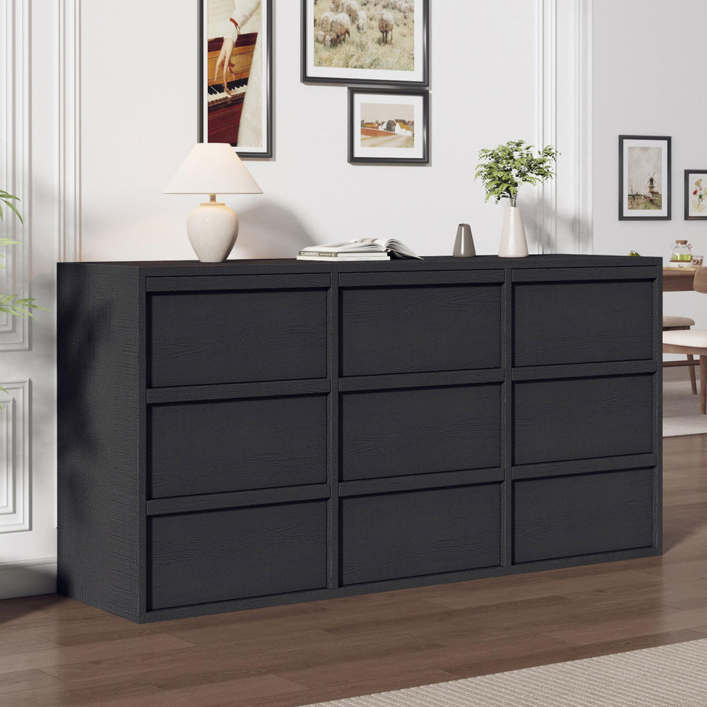 9 Drawer Dresser, 59" Wide Modern Dressers & Chest of Drawers with Large Storage, Wooden Dresser Organizer Closet