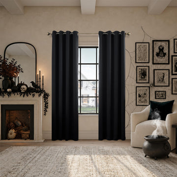 Nordic 2-pack Theater Grade Extreme 100% Blackout Grommet Curtain Panel Pair, 52" x 84", Black