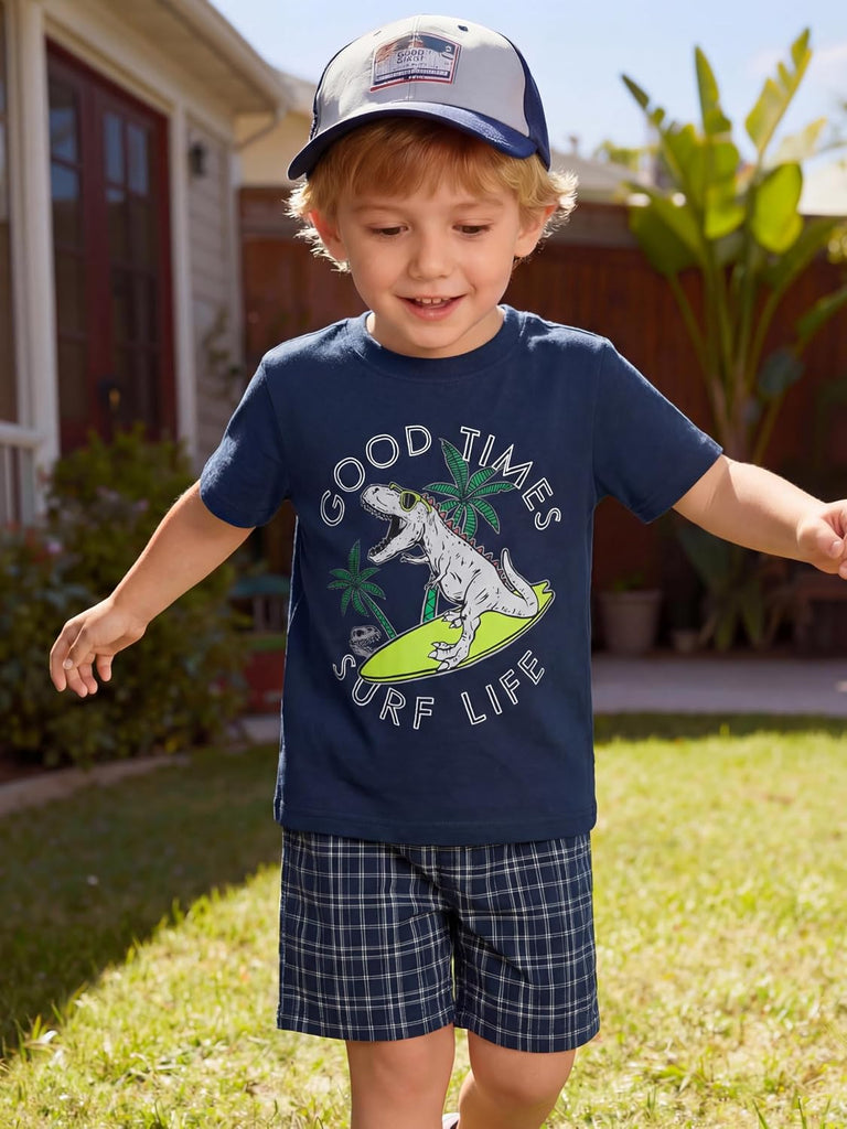 Toddler Boys Summer Clothes Outfits Kids Cotton Short Sleeve Shirt Shorts 4 Pieces Set Toddler Boys short sets