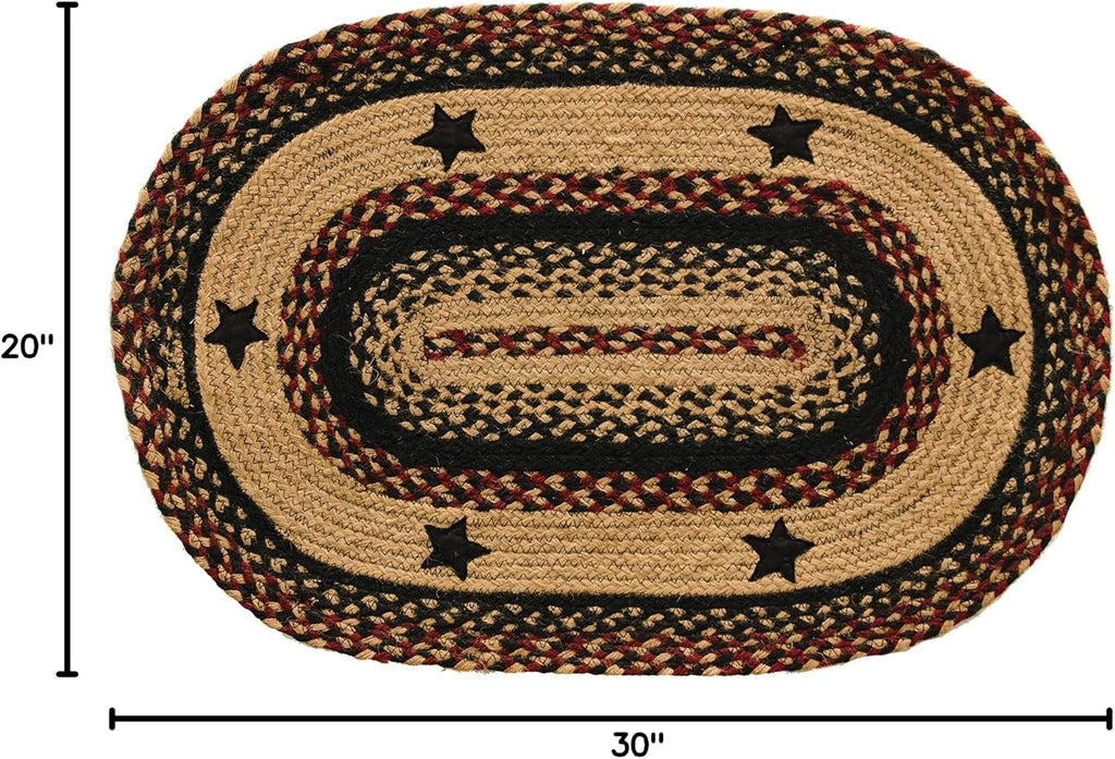 BlackBerry Star Braided 20 Inch by 30 Inch Oval Rug, 20"x30", Multicolor