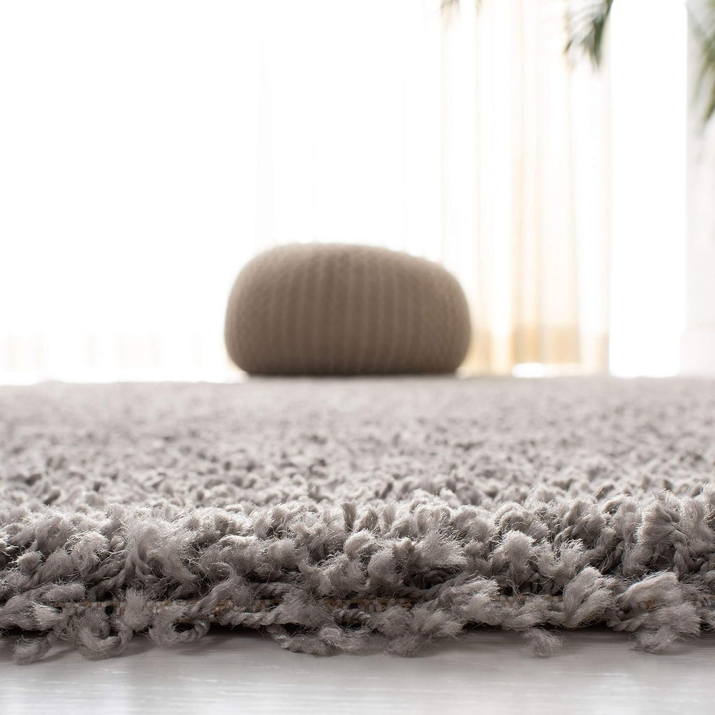 Primo Shag Collection Area Rug - 5'3" x 7'6", Light Grey, Solid Design, Non-Shedding & Easy Care, 1.2-inch Thick