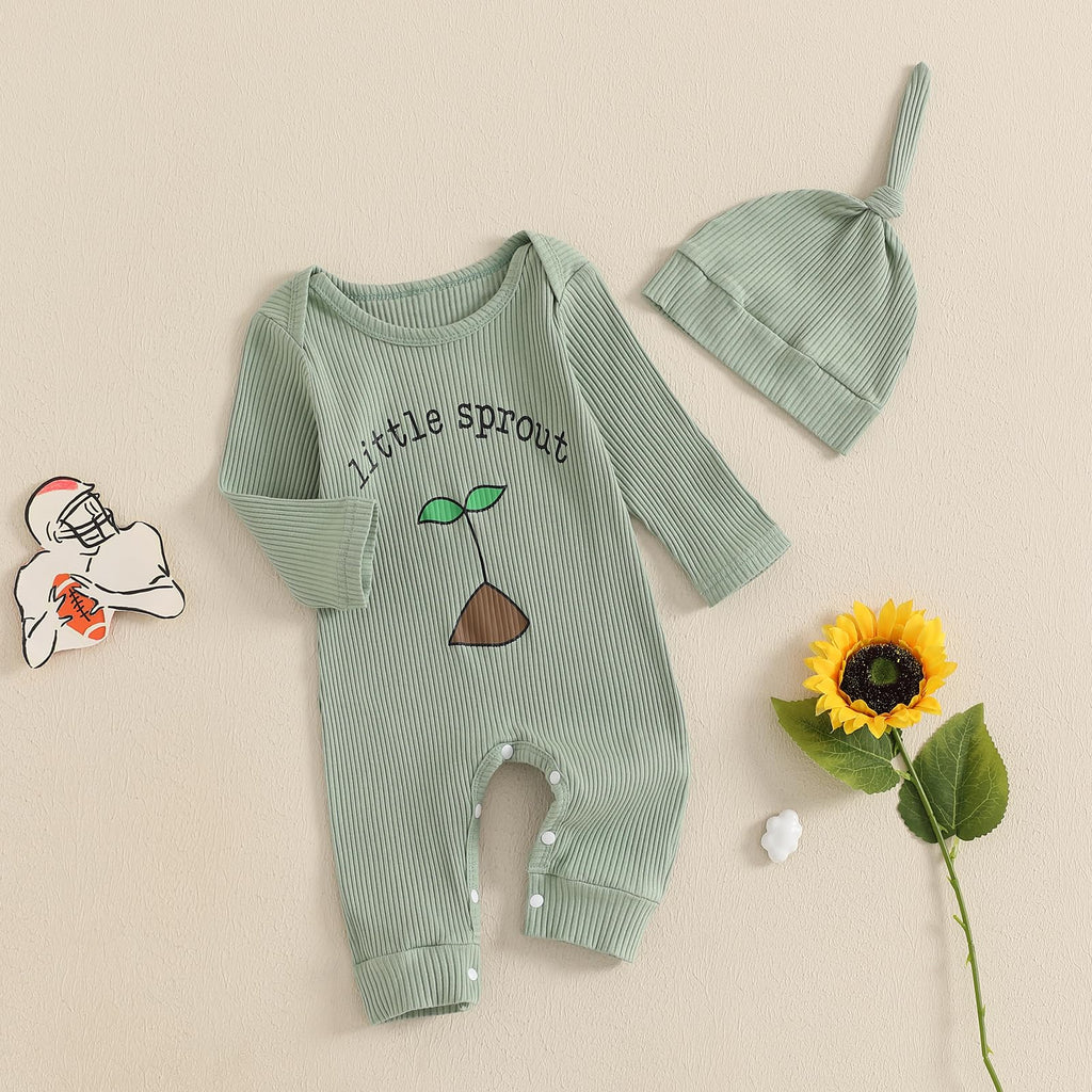 Newborn Boy Clothes Baby Boy Coming Home Hospital Outfit Little Dude One Piece Romper Jumpsuit+Hat Clothing Set
